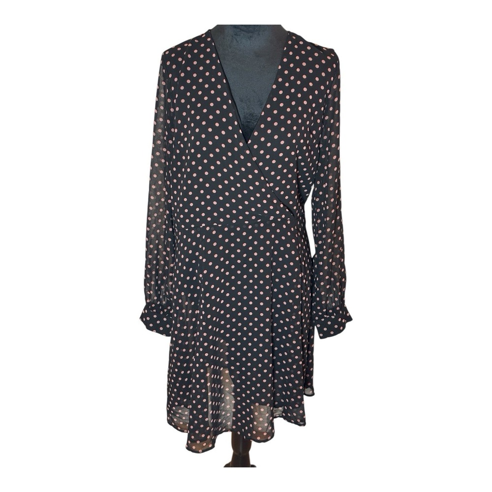 Lumiere  Women's Large Black With Brown Polka Dot Dress-109